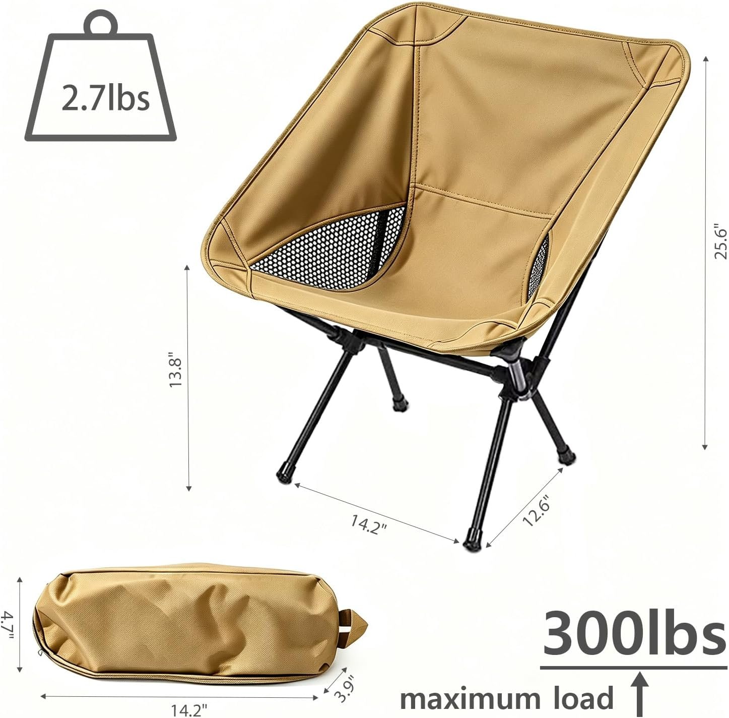 Portable, Lightweight Folding Camping Chair With Storage Bag - Image 2