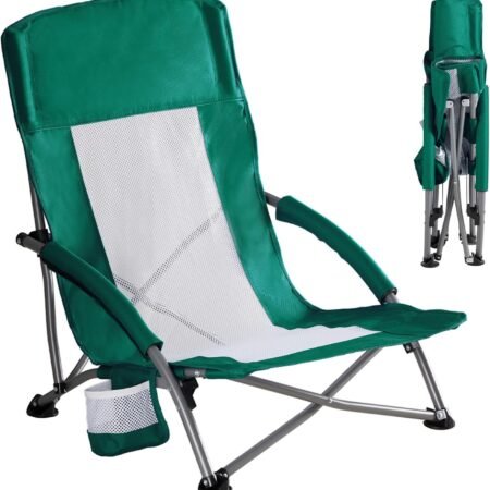 Low-Profile Folding Beach Chair For Outdoors